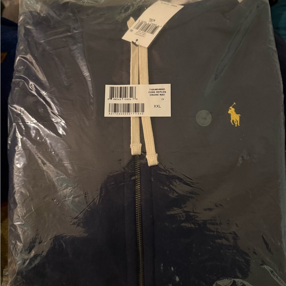 Ralph Lauren Navy Hoodie with Yellow Logo